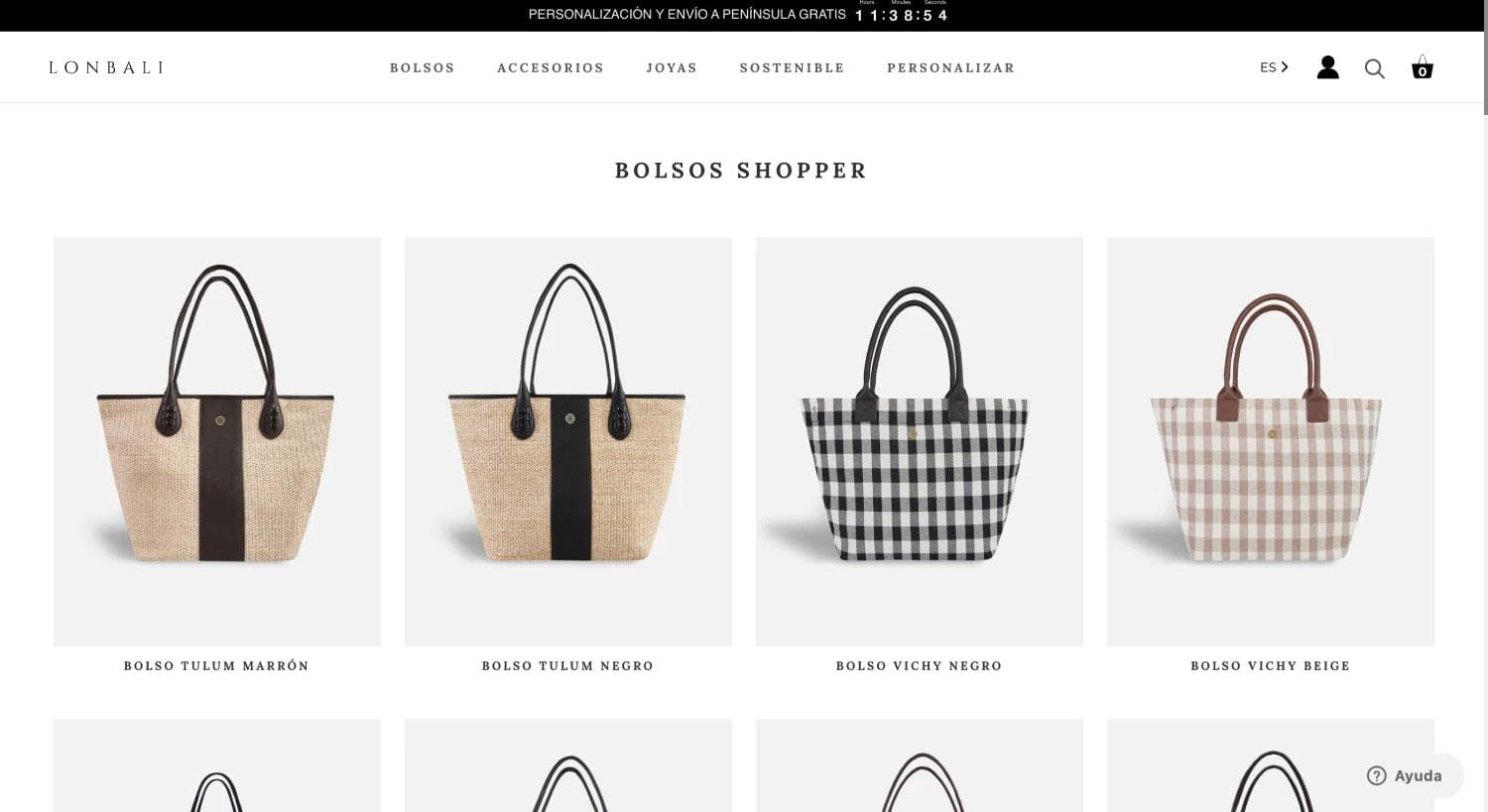 Página de colección Lonbali - Shopify Plus